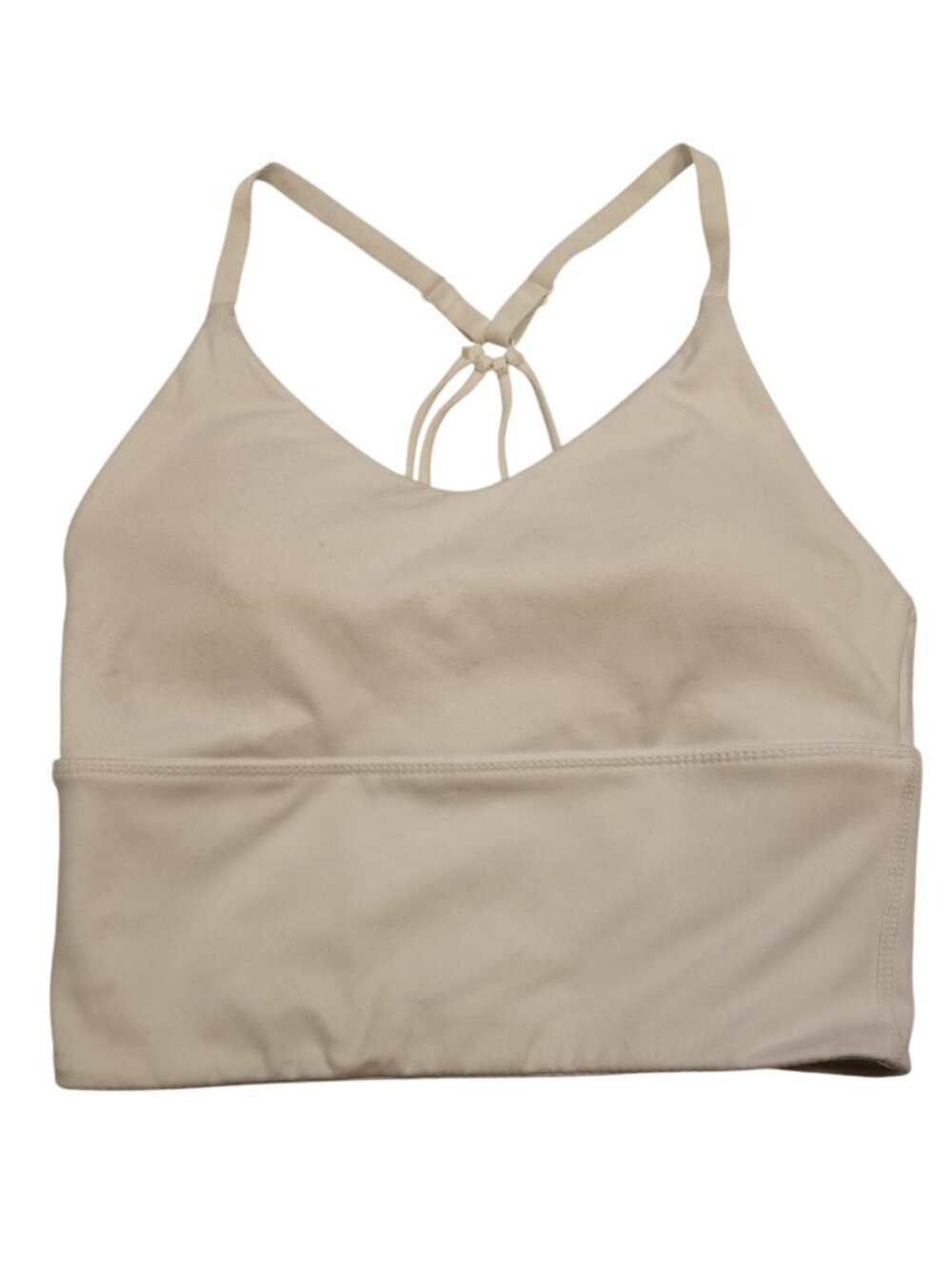 White Racerback Sports Bra Small Bralette Padded Adjustable Straps Criss Cross